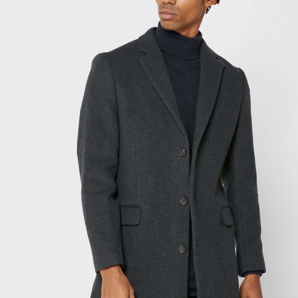 Mango Man wool blend charcoal overcoat sz small